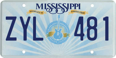 MS license plate ZYL481