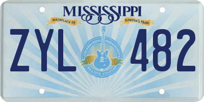 MS license plate ZYL482