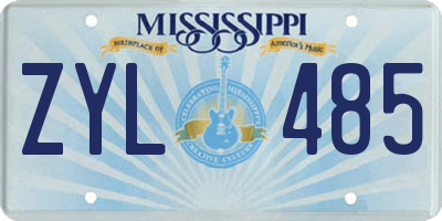 MS license plate ZYL485