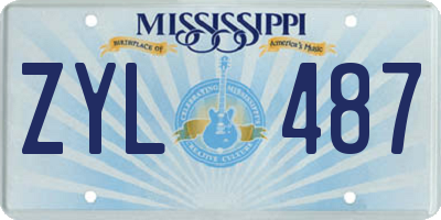 MS license plate ZYL487