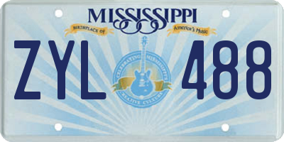 MS license plate ZYL488