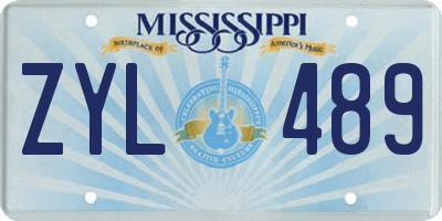 MS license plate ZYL489