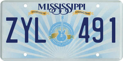 MS license plate ZYL491