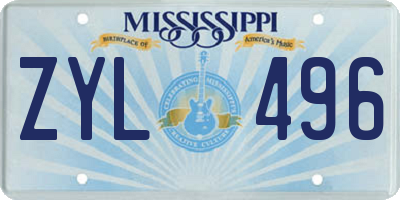 MS license plate ZYL496