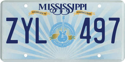 MS license plate ZYL497