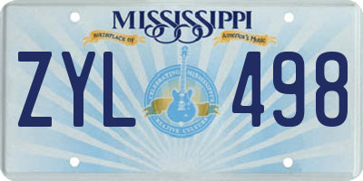 MS license plate ZYL498