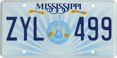 MS license plate ZYL499