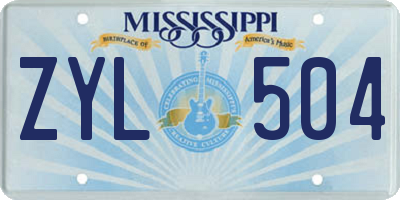 MS license plate ZYL504