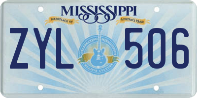 MS license plate ZYL506
