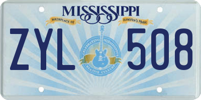 MS license plate ZYL508