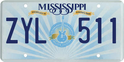 MS license plate ZYL511