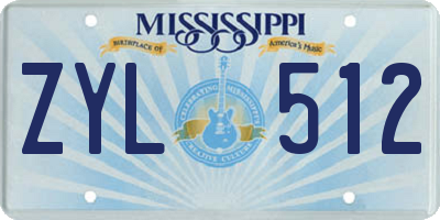 MS license plate ZYL512