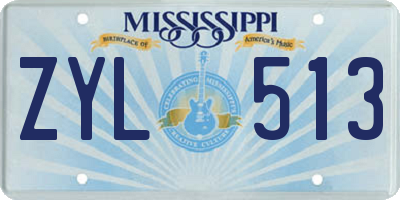 MS license plate ZYL513