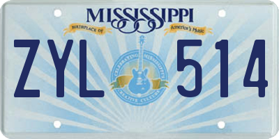 MS license plate ZYL514