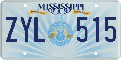 MS license plate ZYL515