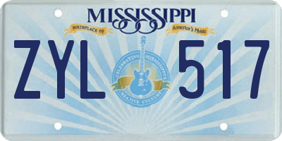MS license plate ZYL517