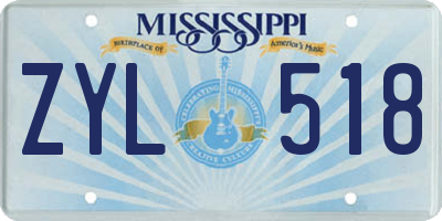 MS license plate ZYL518