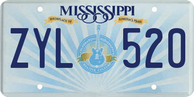 MS license plate ZYL520