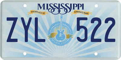 MS license plate ZYL522