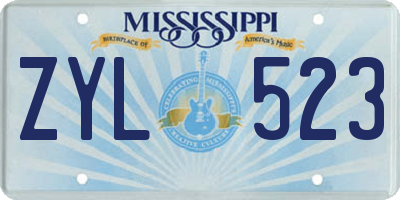 MS license plate ZYL523