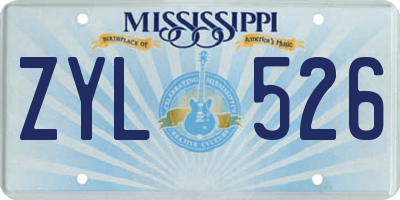 MS license plate ZYL526