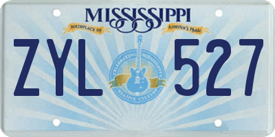 MS license plate ZYL527