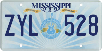 MS license plate ZYL528