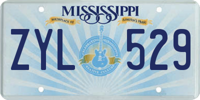 MS license plate ZYL529
