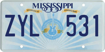 MS license plate ZYL531