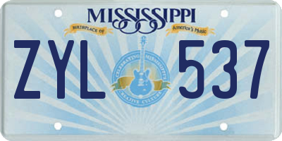 MS license plate ZYL537