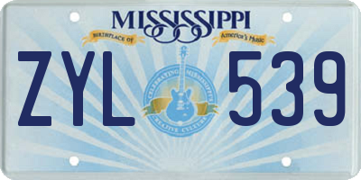 MS license plate ZYL539