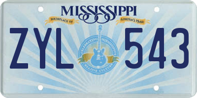 MS license plate ZYL543