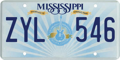 MS license plate ZYL546