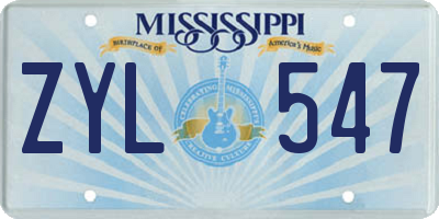 MS license plate ZYL547