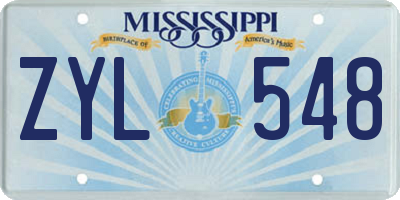 MS license plate ZYL548