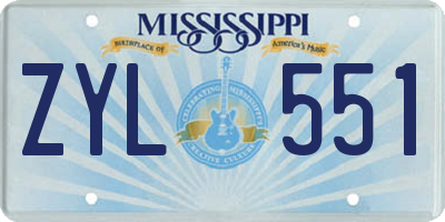 MS license plate ZYL551