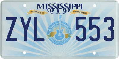 MS license plate ZYL553