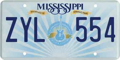 MS license plate ZYL554
