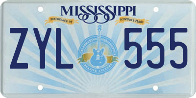 MS license plate ZYL555