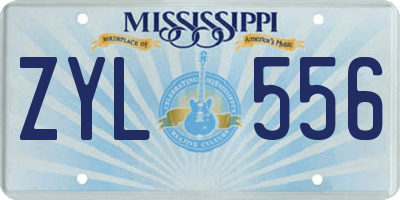 MS license plate ZYL556