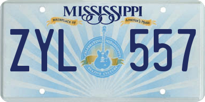 MS license plate ZYL557