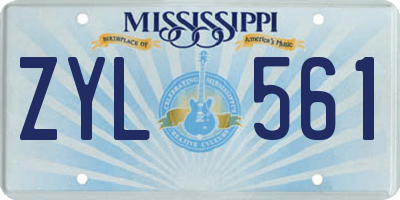 MS license plate ZYL561