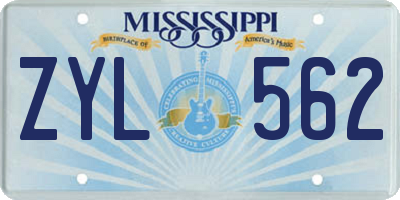 MS license plate ZYL562
