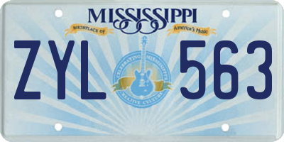 MS license plate ZYL563