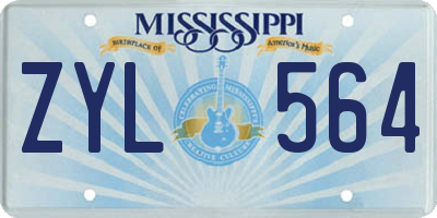 MS license plate ZYL564