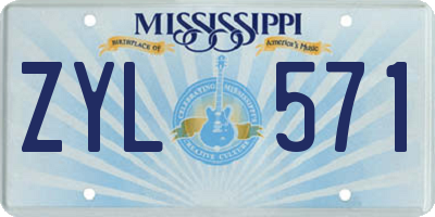 MS license plate ZYL571