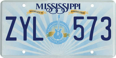 MS license plate ZYL573