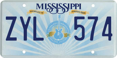 MS license plate ZYL574