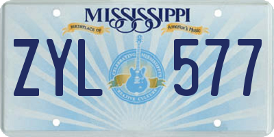 MS license plate ZYL577
