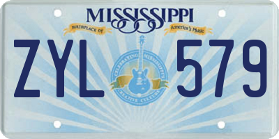 MS license plate ZYL579